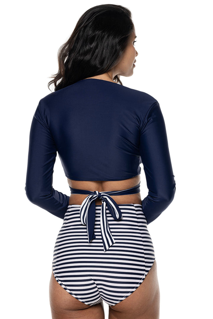 Women's Reversible Shrug | Navy/White Stripe Reversible position-11