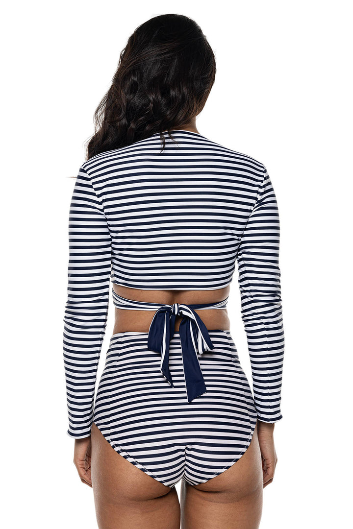 Women's Reversible Shrug | Navy/White Stripe Reversible position-3