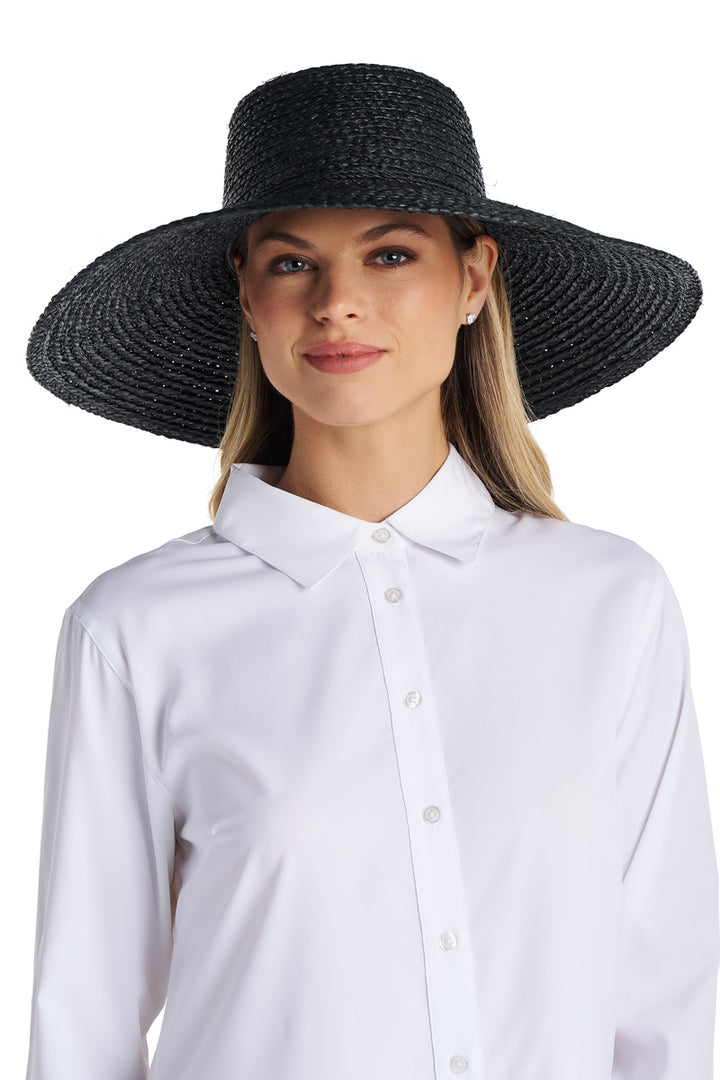 Women's Sun Hat in Raffia Palm | Black position-2