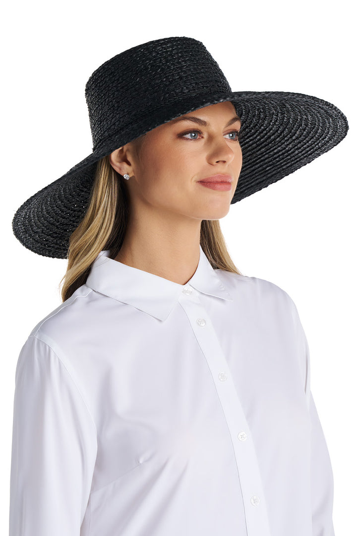 Women's Sun Hat in Raffia Palm | Black position-3