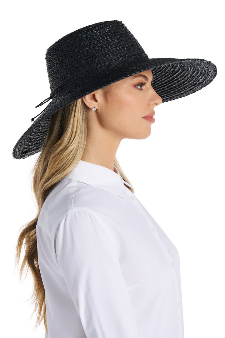 Women's Sun Hat in Raffia Palm | Black position-4