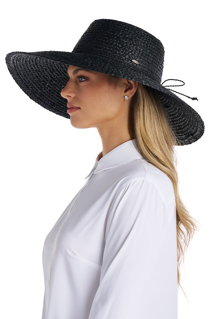 Women's Sun Hat in Raffia Palm | Black position-5