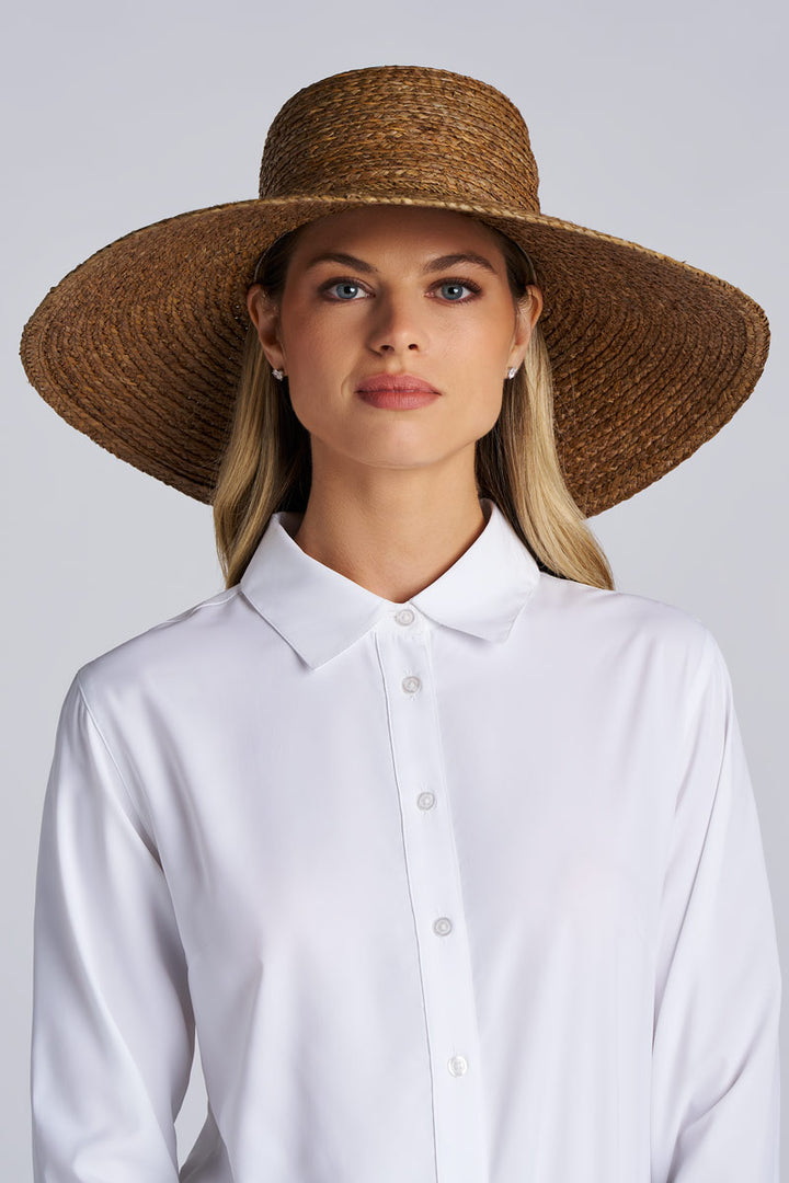 Women's Sun Hat in Raffia Palm | Brown position-1