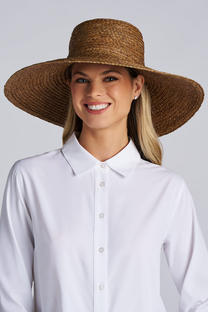 Women's Sun Hat in Raffia Palm | Brown position-2