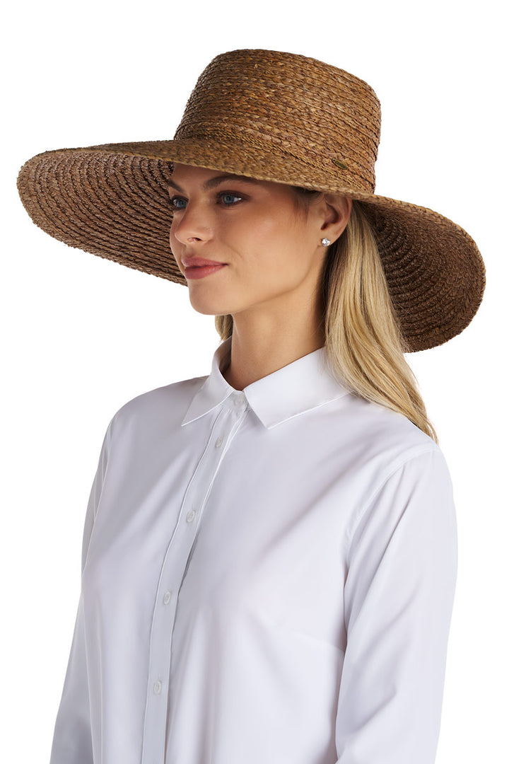 Women's Sun Hat in Raffia Palm | Brown position-4