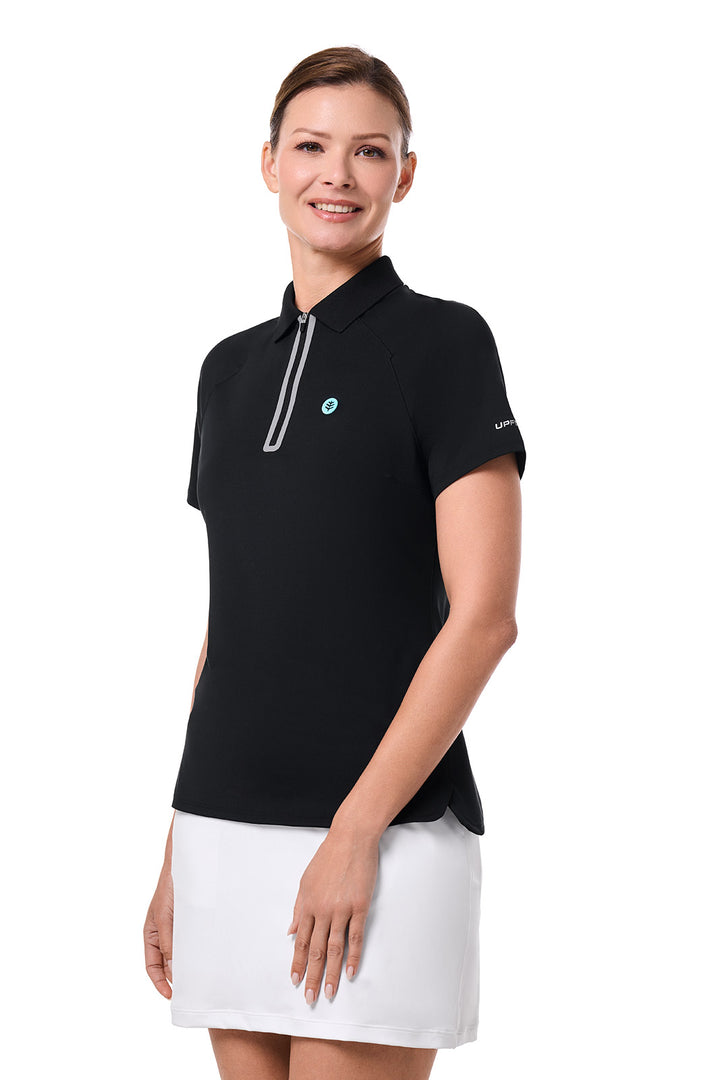 Women's Short Sleeve Sports Polo | Black position-3