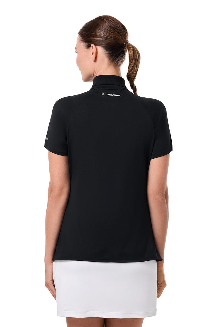 Women's Short Sleeve Sports Polo | Black position-4
