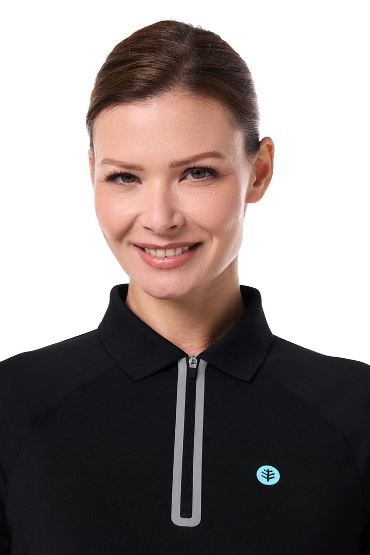 Women's Short Sleeve Sports Polo | Black position-5
