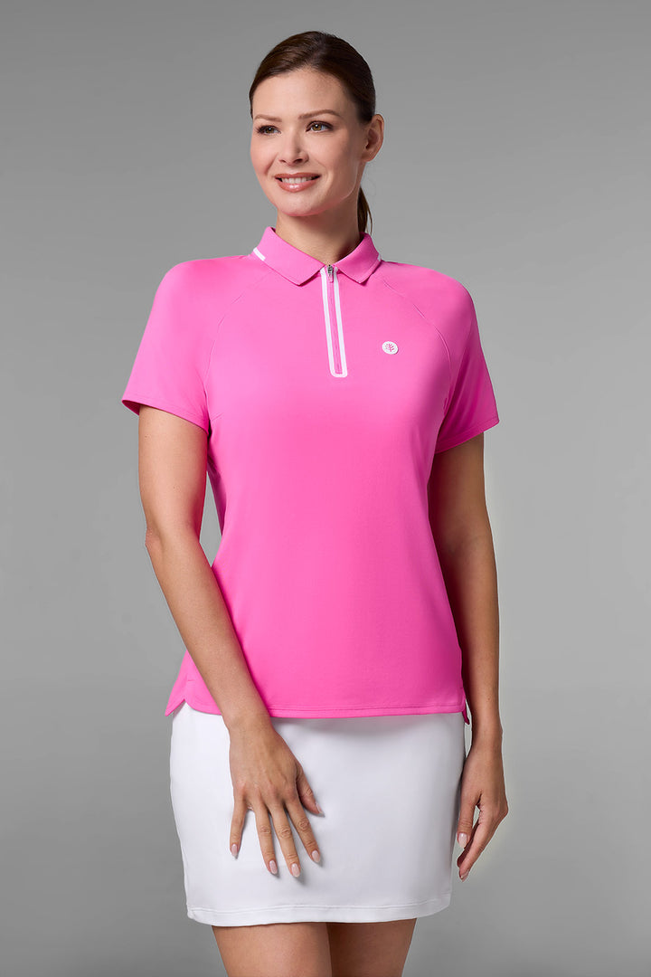 Women's Short Sleeve Sports Polo | Tulip Pink position-1