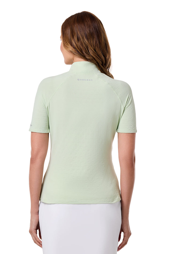 Women's Short Sleeve Golf Top with Mock Neck | Seedling Diamond Jacquard position-4
