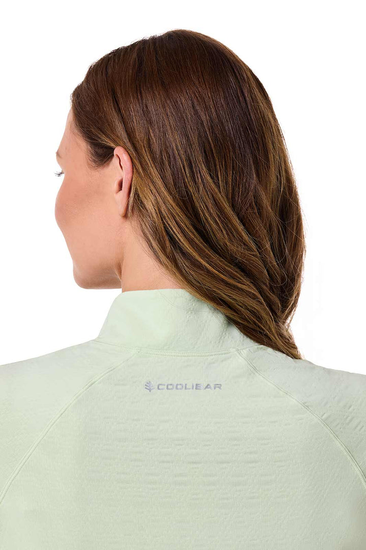 Women's Short Sleeve Golf Top with Mock Neck | Seedling Diamond Jacquard position-5