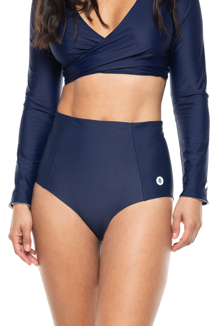 Women's High Rise Swim Bottoms | Navy position-2