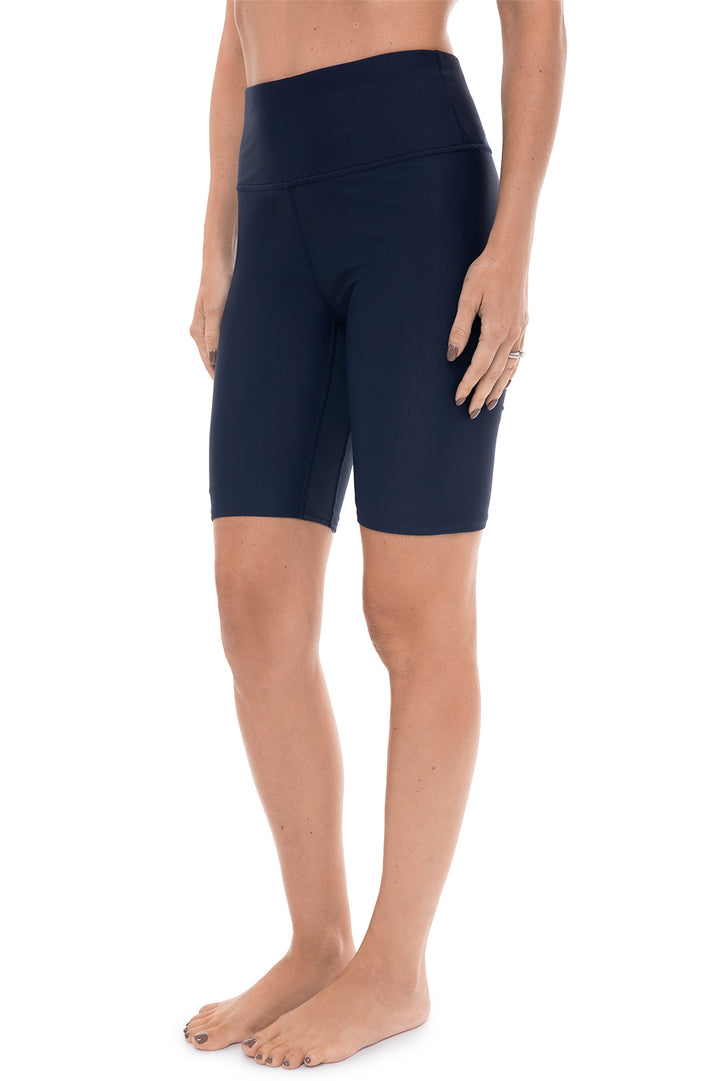 Women's High Rise Swim Shorts | Navy position-2