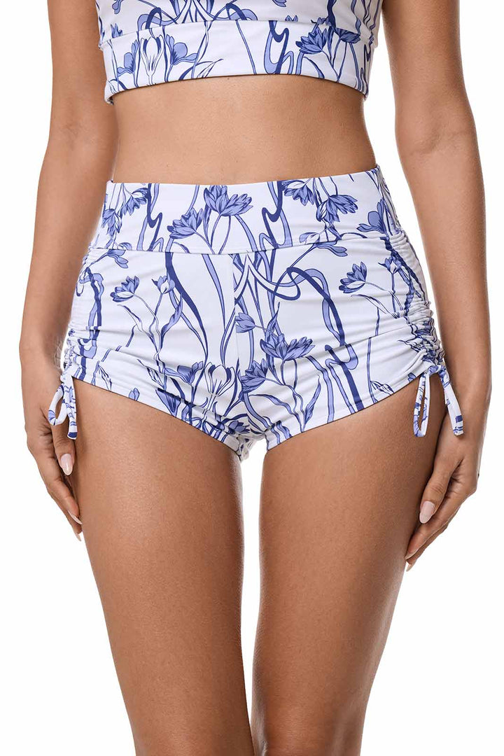 Women's Ruche Swim Shorts | White Iris Dusk position-3