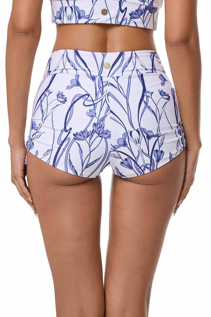 Women's Ruche Swim Shorts | White Iris Dusk position-5