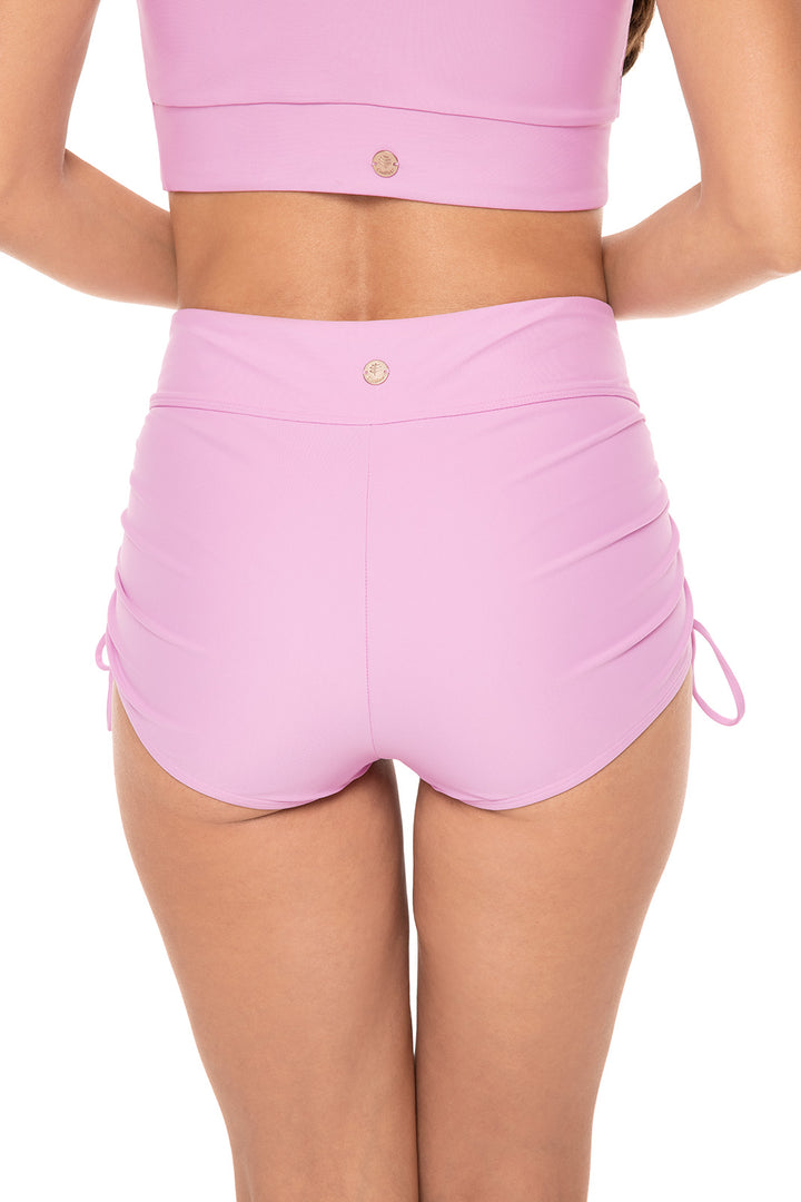Women's Ruche Swim Shorts | Peony Pink position-2