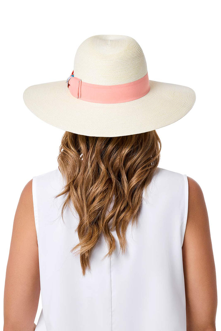 Women's Large Brim Fedora | Ivory/Flamingo Pink position-6