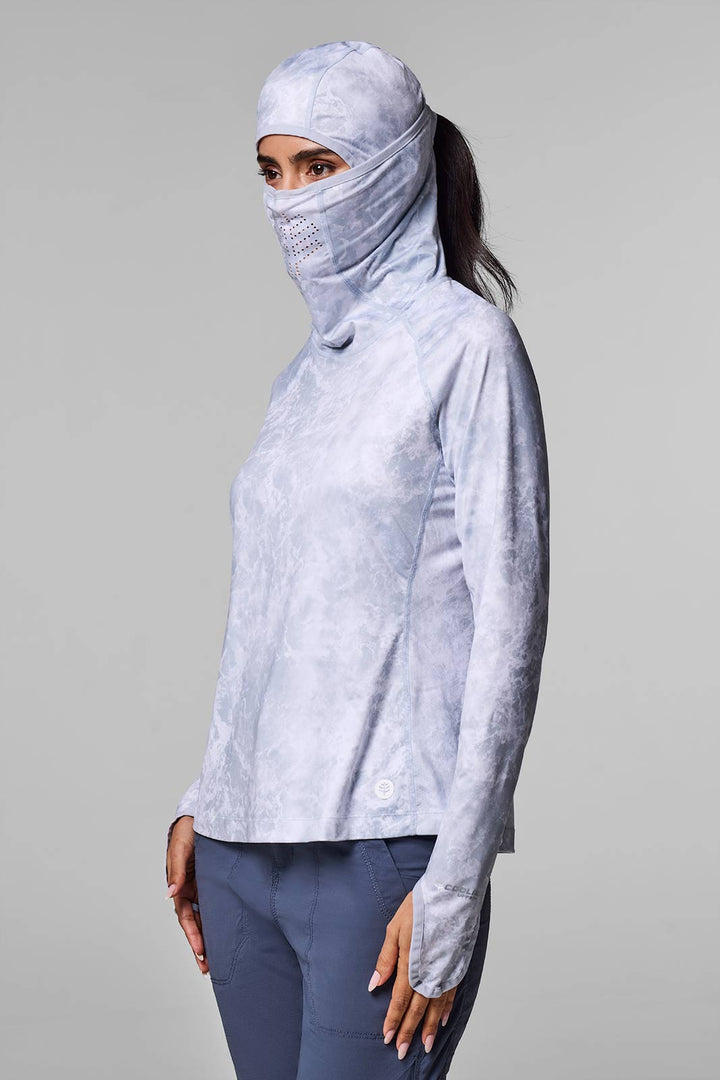 Women's Vented Sun Hoodie | Grey Water Print position-1