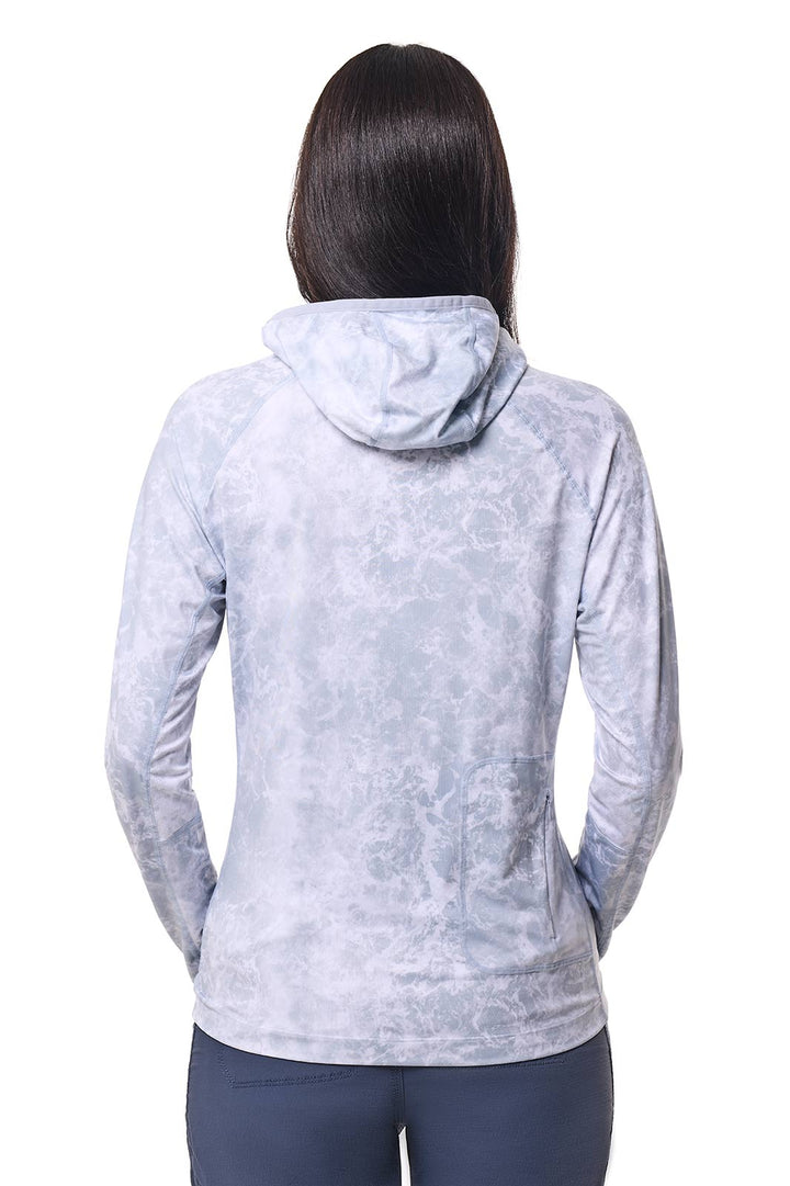 Women's Vented Sun Hoodie | Grey Water Print position-5