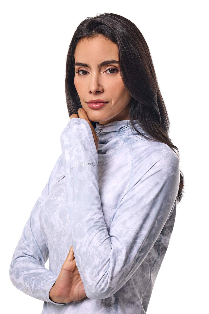 Women's Vented Sun Hoodie | Grey Water Print position-7
