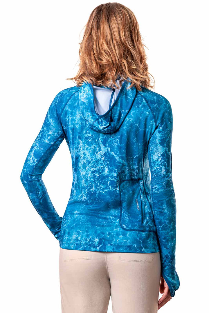 Women's Vented Sun Hoodie| Blue Water Print position-11