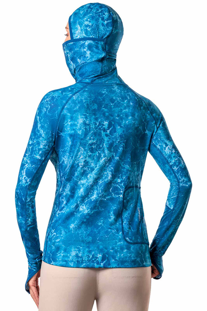 Women's Vented Sun Hoodie| Blue Water Print position-13