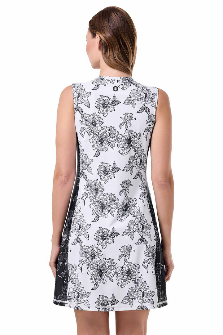 Sleeveless Swim Dress| White/Black Colorblock position-4