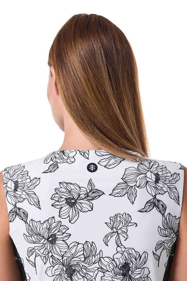 Sleeveless Swim Dress| White/Black Colorblock position-12