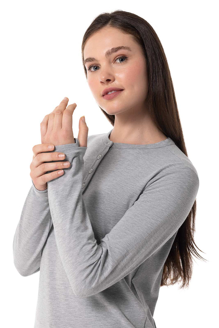 Women's Long-Sleeve Henley T-Shirt | Grey Heather position-6