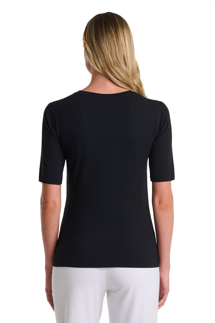 Women's Fitted V-Neck Short Sleeve T-Shirt | Black position-6