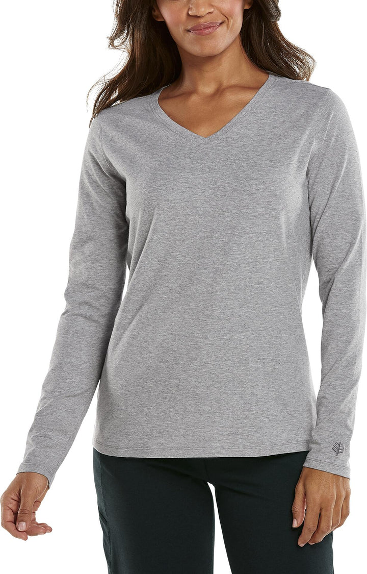 Women's V-Neck Long Sleeve T-Shirt | Grey Heather position-3