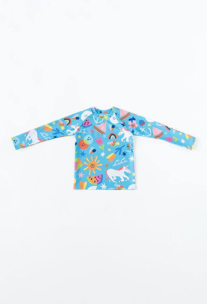 Kids' Long Sleeve Rash Guard | Rainbows & Unicorns position-2
