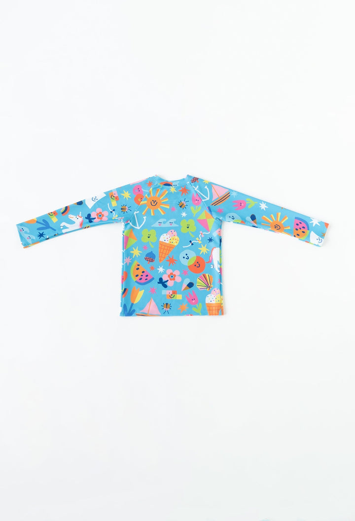 Kids' Long Sleeve Rash Guard | Rainbows & Unicorns position-5