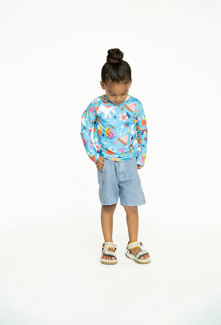 Kids' Long Sleeve Rash Guard | Rainbows & Unicorns position-1