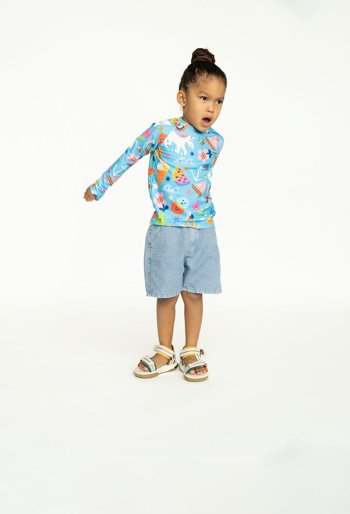 Kids' Long Sleeve Rash Guard | Rainbows & Unicorns position-3
