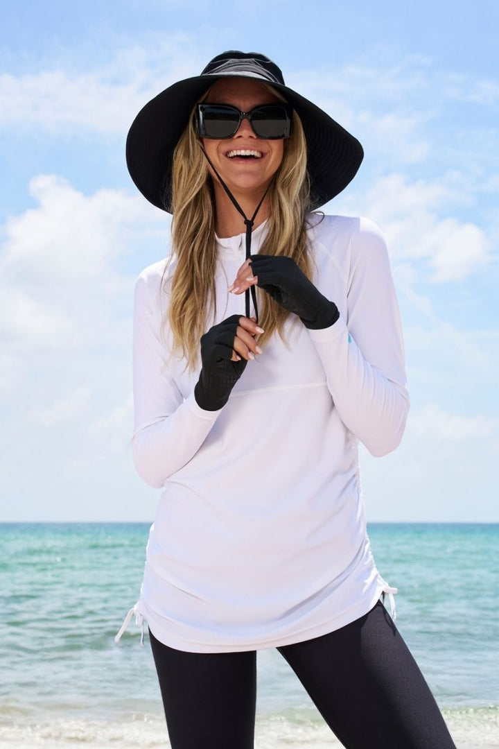 Women's Ruche Long Sleeve Swim Shirt | White position-1