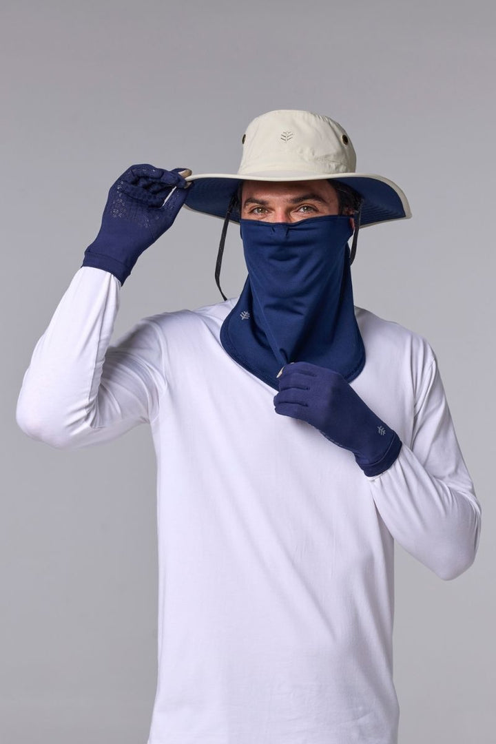 Wide Brim Golf Hat | Stone/Navy position-7