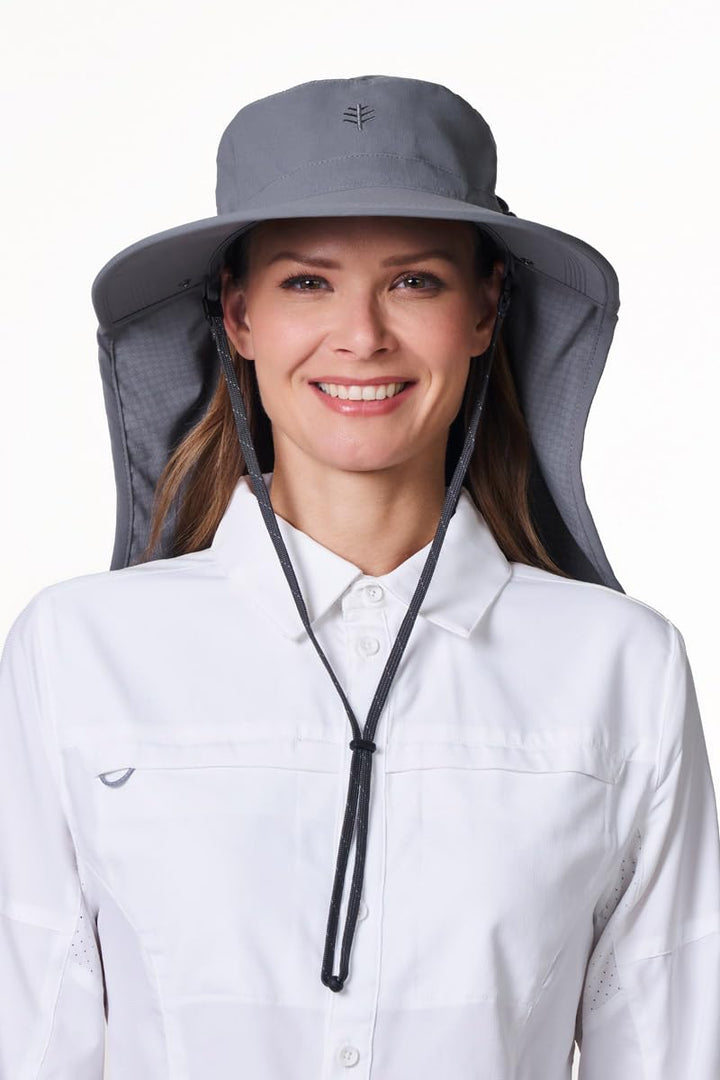 Sun Hat with Neck Drape & Clip-On Face Mask | Carbon position-8