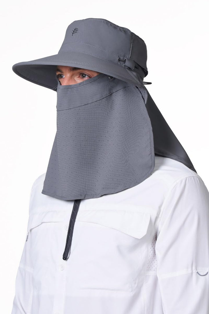 Sun Hat with Neck Drape & Clip-On Face Mask | Carbon position-7