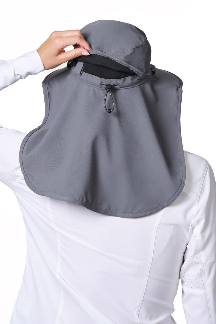 Sun Hat with Neck Drape & Clip-On Face Mask | Carbon position-10