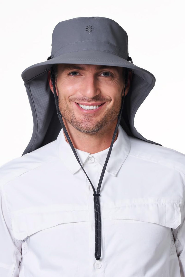 Sun Hat with Neck Drape & Clip-On Face Mask | Carbon position-6